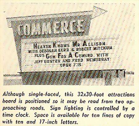 Commerce Drive-In Theatre - COMMERCE MARQUEE 1957